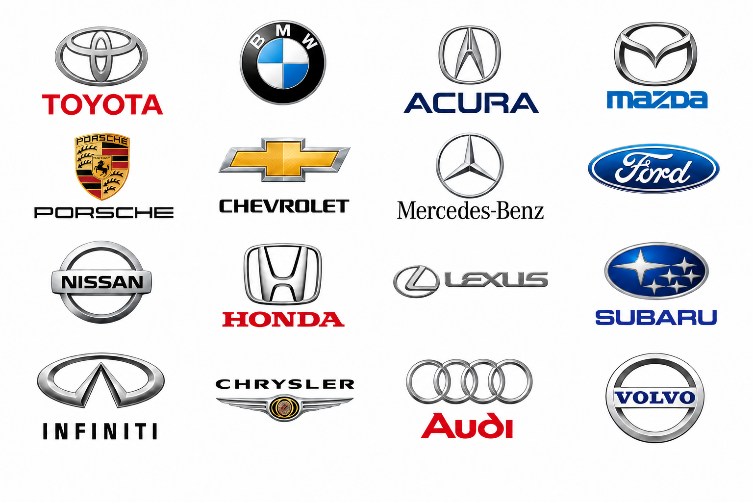 Vehicle brands we transport, including Toyota, BMW, Mercedes-Benz and Audi